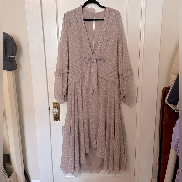 NWT ASOS pleat detail midi dress in jacquard satin spot - Picture 2 of 7